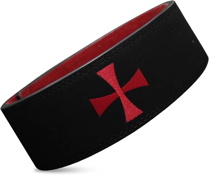 SAINT KAIZEN Crusader Cross Lever Belt for Weightlifting, Powerlifting | , and Bodybuilding, 10mm Thick Leather with Steel Lever Buckle, Sleek Christian-Inspired Design
