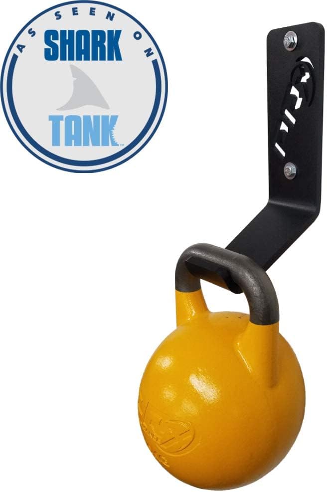 PRx Performance USA MADE Kettlebell Storage Holders, Wall Mounted Kettle Bell Holder Hanger, Space Saving Home or Commercial Gym Accessory, Thick Steel with Black Powder Coating