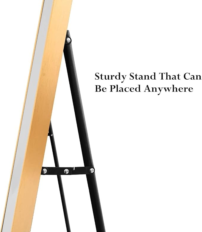 Vlush 59''x16'' Arched Full Length Mirror, Floor Mirror with Stand,Aluminum Alloy Frame,Freestanding or Wall-Mounted Mirror for Living Room/Bedroom - Gold