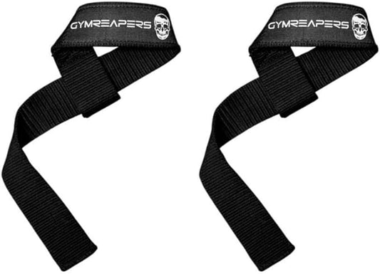 Lifting Wrist Straps For Weightlifting, Bodybuilding, Powerlifting, Strength Training, & Deadlifts - Padded Neoprene with 18" cotton (Black - No Padding)