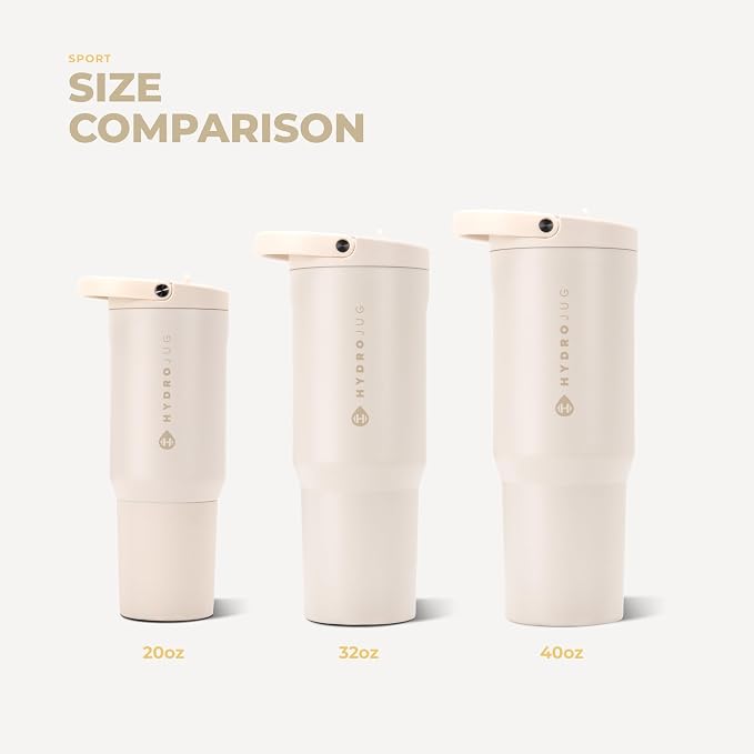 HydroJug Sport 20 oz Insulated Stainless Steel Water Bottle, Cream