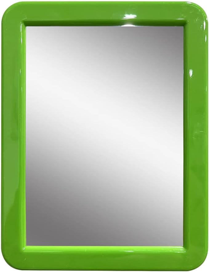 PTY Magnetic Locker Mirror 5" x 7" – Real Glass with Green Frame – Small Makeup & Grooming Mirror for School, Gym, Dorm, Fridge, Toolbox, or Office Cabinet