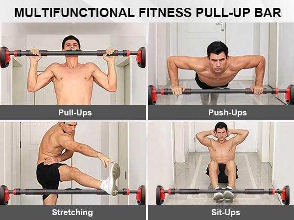 TOPOKO Pull Up Bar for Doorway, Heavy Duty Chin Up Station for Home Gym, Multi-Grip or Adjustable Door Frame Exercise Equipment for Upper Body Strength Training