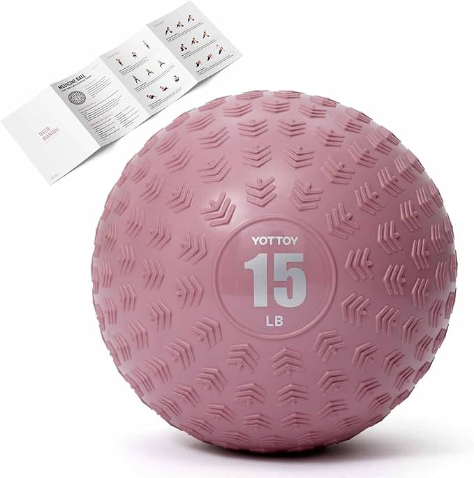 YOTTOY Slam Ball Medicine Ball, Sand-Filled No Bounce Weighted Ball with Textured Grip for Exercise, Strength Conditioning, Cardio, Core Workouts and Cross Training