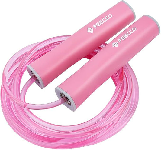FEECCO Jump Rope for Kids, Pink and Blue Colored Jump Ropes for Girls and Boys 3~12 Years Old, with Adjustable Length Rope and Skin Friendly Silicone Handles