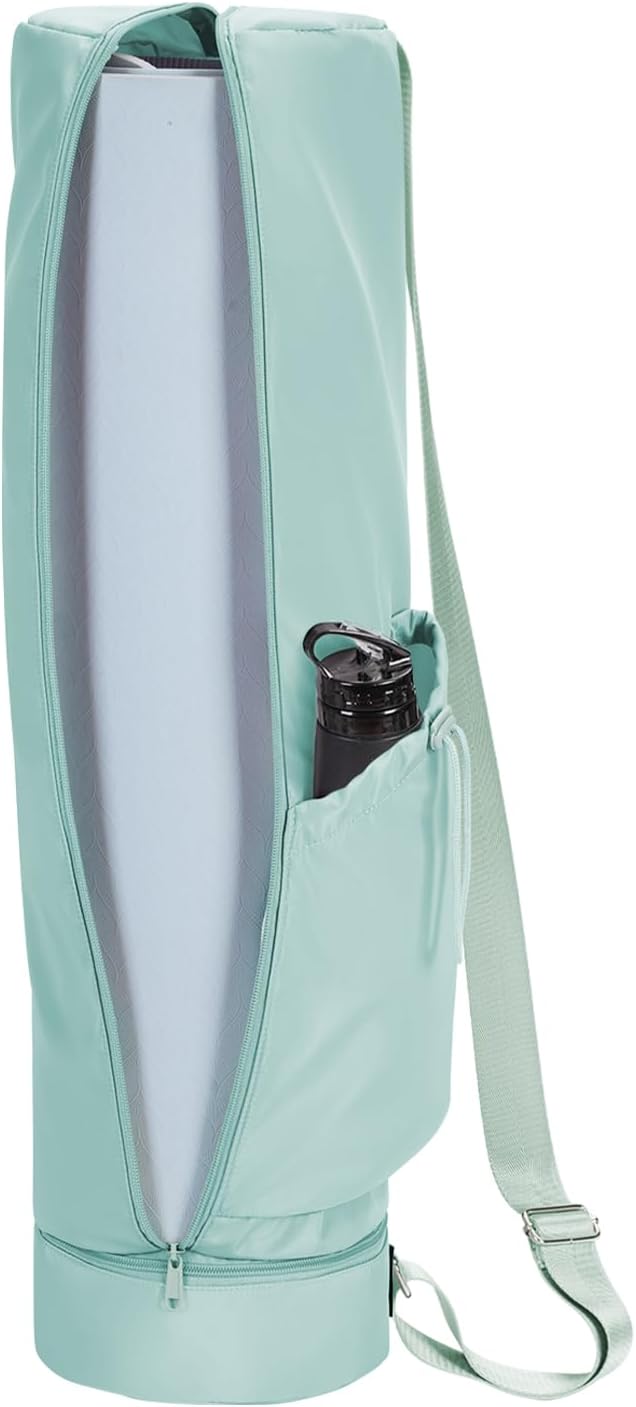 sportsnew Yoga Mat Bag, Full Zip Cargo Yoga Mat Carrier Bag with Drawstring Water Bottle Pocket and Bottom Wet Pocket, Exercise Yoga Mat Carrier Holder Multi-Functional Storage Bag Patent Pending