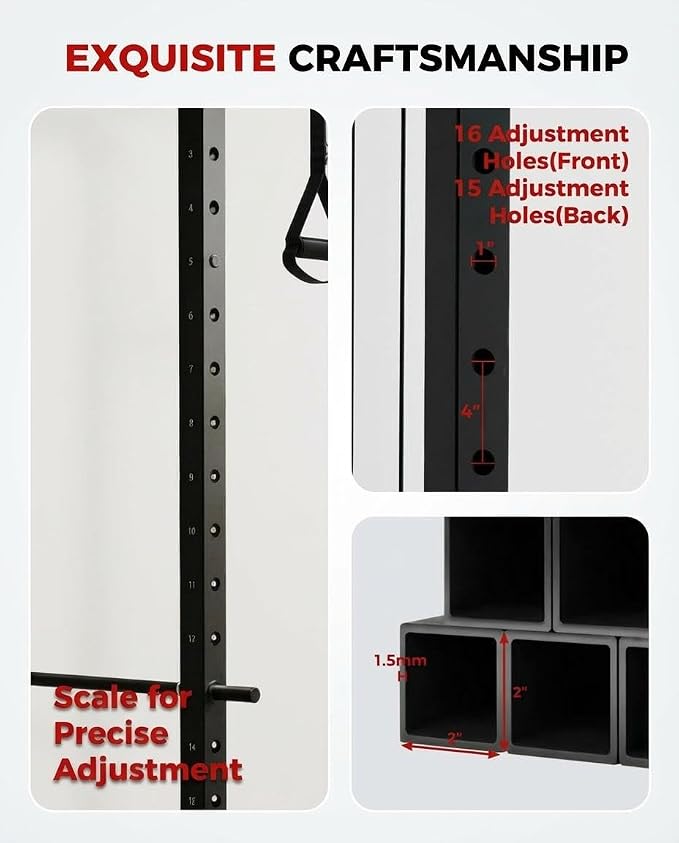 Power Cage with LAT Pulldown & Cable Crossover System, 2000LBS Multi-Functional Power Rack, All-in-1 Weight Cage Home Gym with Adjustable Pulley System, Squat Rack for Garage, Home