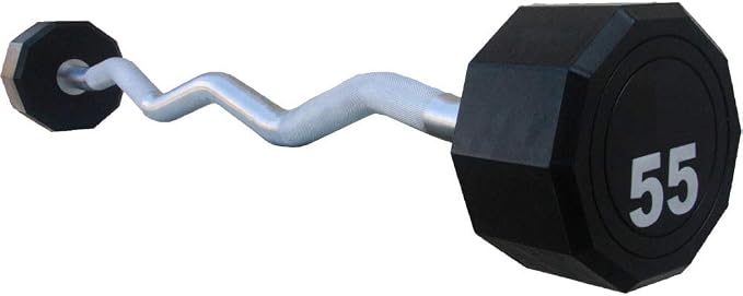 10-Sided Fixed Urethane Encased EZ Curl Barbell 25-115 lbs