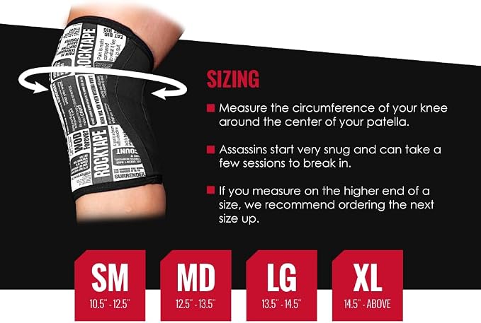 Rocktape Assassins Knee Compression Sleeves, Knee Brace for Weightlifting, Cross Training & Working Out - Reduce Strain & Swelling (2 Sleeves)