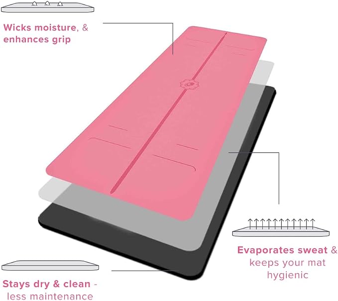 Liforme Evolve Yoga Mat - Patented Alignment Design, Advanced Non-Slip Grip | Eco-friendly, Non-Toxic, Sweat-Resistant, long, wide, 4.2mm thick mat for comfort, recommended for Hot Yoga, Free Yoga Bag