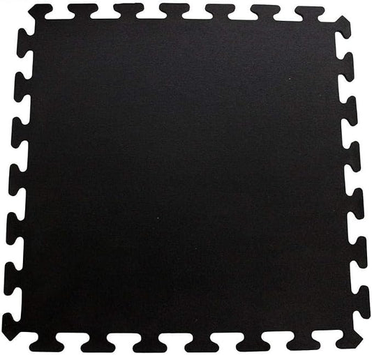 American Floor Mats Fit-Lock 3/8 Inch Heavy Duty Rubber Flooring - Interlocking Rubber Tile (24" x 24") Solid Black - Single Center Tile