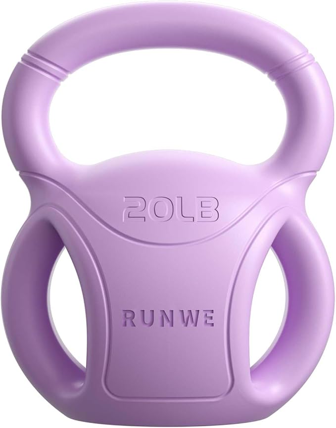 RUNWE 3 Handle Kettlebells Weight - Weight for Women Options 5, 10, 15 and 20 LB for Russian Twists AB Exercise, Weightlifting and Core Fitness Exercise Home Gym [Single in Sold]