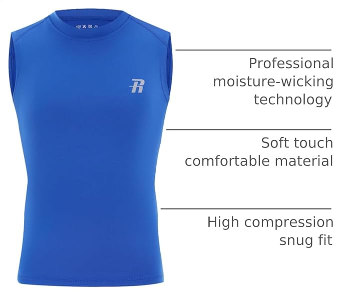 Runhit Boys Sleeveless Compression Shirt Kids Athletic Tank Tops Youth Quick Dry Undershirt for Football Basketball