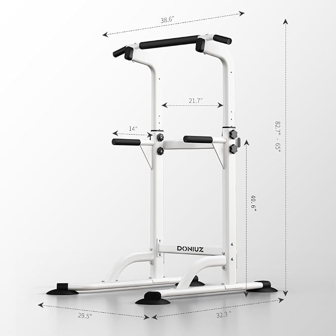 DONIUZ Power Tower Pull Up Bar and Dip Station, Multi-Function Home Gym, Strength Training Fitness Equipment, Height Adjustable