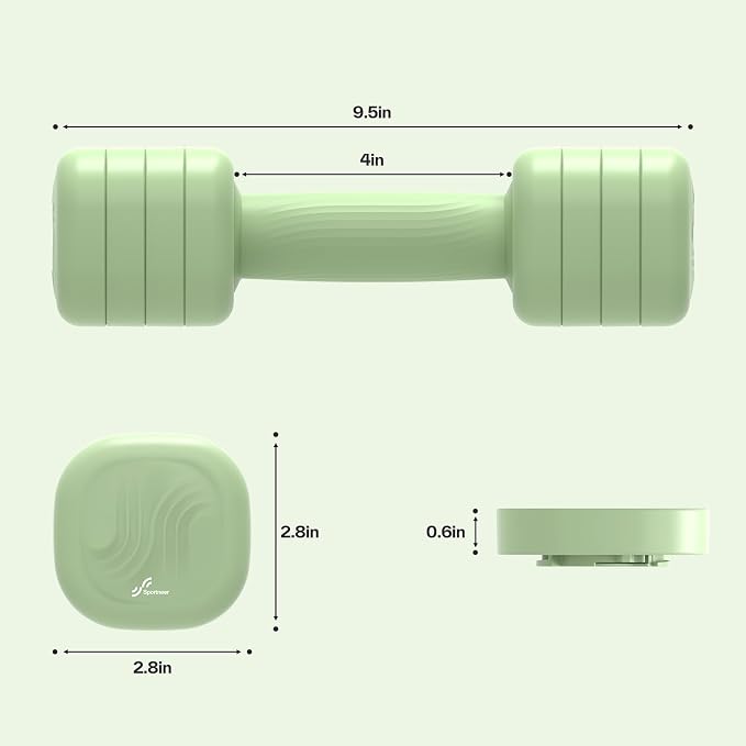 Adjustable Dumbbell Set of 2: Sportneer 4 in 1 Free Weights Dumbbells Set for Women, Hand Weights for Women at Home, Available in 5 lb × 2 and 10 lb × 2 Sets with Soft Rubber Handle for Home Gym Exercise Training