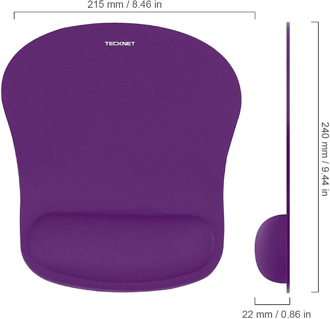 TECKNET Ergonomic Mouse Pad with Wrist Support | Soft Memory Foam, Fast Rebound, Pain Relief，Waterproof Surface, Non-slip Base