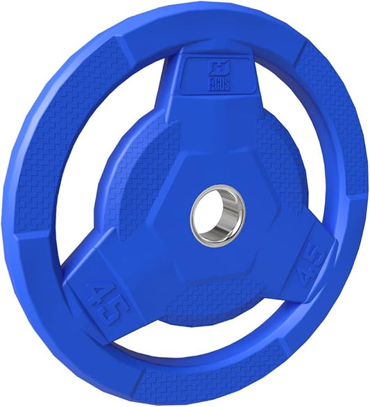 Color Coded 2-Inch Rubber Coated Olympic Grip Plate for Barbell,Solid Cast Iron Weight Plates for Strength Training, Weightlifting, Home Gym, 2.5/5/10/15/25/35/45 LB, Single and Pair