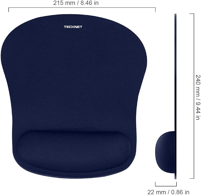 TECKNET Ergonomic Mouse Pad with Wrist Support | Soft Memory Foam, Fast Rebound, Pain Relief，Waterproof Surface, Non-slip Base