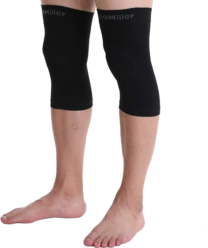 Doc Miller Knee Compression Sleeve Brace for Men & Women | Pair, Best Support for Workout, Running, ACL, Arthritis Pain Relief