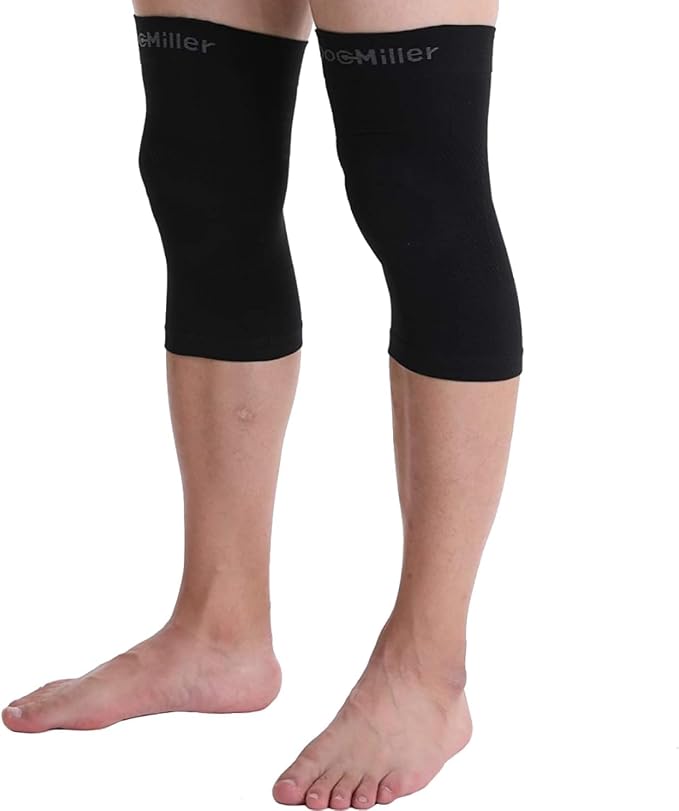 Doc Miller Knee Compression Sleeve Brace for Men & Women | Pair, Best Support for Workout, Running, ACL, Arthritis Pain Relief