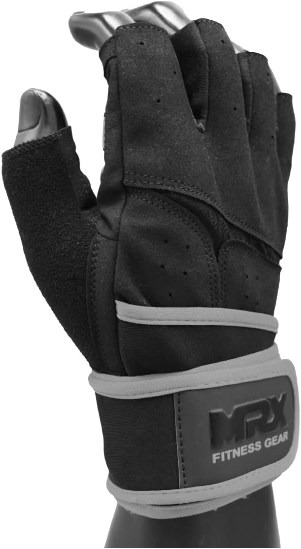 MRX Weightlifting Gloves for Men Workout Gloves Mens Wrist Support Lifting Gloves Male Gym Gloves | Workout Gym Accessories for Men Weight Lifting Fingerless Gym Exercise for Powerlifting