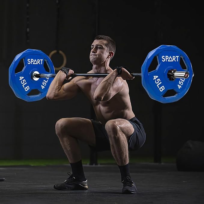 SPART Color Coded Weight Plate 2-Inch Cast Iron Tri-Grip Plate for Barbell,Solid Cast Iron Olympic Weight Plates for Strength Training, Weightlifting, Crossfit, 2.5/5/10/15/25/35/45LB, Single/Pair/Set
