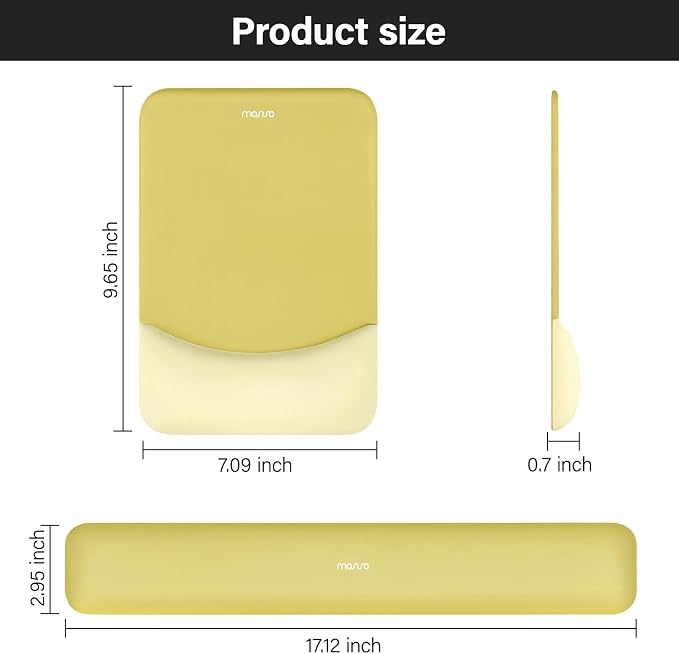 MOSISO Wrist Rest Support Mouse Pad & Keyboard Set, Yellow | Rectangular Ergonomic Mousepad, Non-Slip Base, Home/Office Pain Relief & Easy Typing, Neoprene Cloth & Raised Silicone Lining