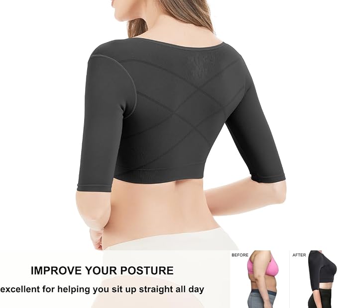 KSKshape Arm Shaper for Women Arm Compression Sleeves Post Surgical Slimming Sleeves Posture Corrector Tops Shapewear