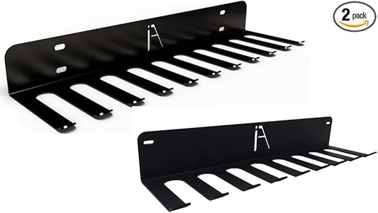IRON AMERICAN (BEAST + OMEGA) Gym Storage Racks 9 & 11 Hook (2-RACKS) Heavy-Duty Gym Wall Organizer Gym Caddy Hanger - Gym Accessory Storage - Resistance Bands, Jump Ropes, Barbells, Lifting Belts, Cable Attachments