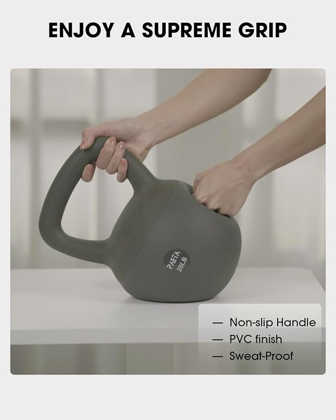 PAETA Soft Kettlebell for Home Fitness – Anti-Slip Grip & Wide Handle Design,Soft Kettlebell Set, Gentle Floor-Friendly Impact – 10lbs, 15lbs, 20lbs, for Home Functional Training