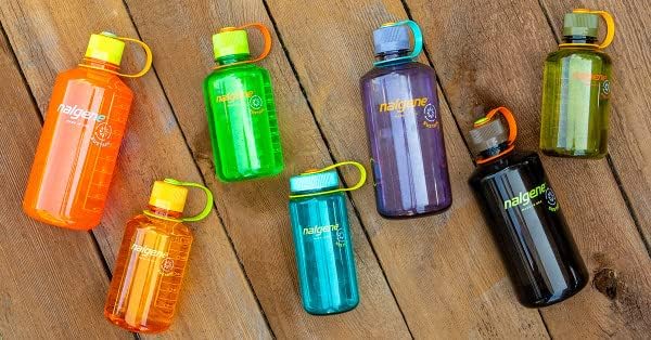 Nalgene 32 oz Wide Mouth Water Bottle | BPA-Free, Durable & Leak Proof, Lightweight Bottle for Hiking & Gym, Work-& Travel, Cerulean (Pack of 6)