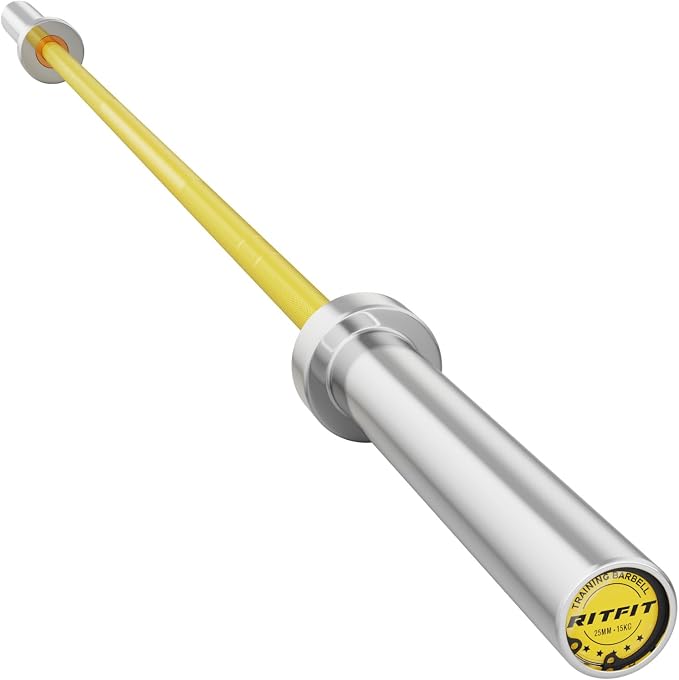 RitFit Elite 7ft Olympic Barbell, Robust 45lb Barbell for Weightlifting and Powerlifting, Superior Olympic Bar with Exceptional 500lbs Load Capacity, Weight Bar for 2” Standard Plates