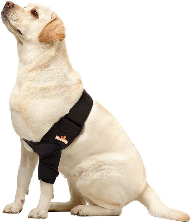 Dog Elbow Brace Protector Pads for Canine Elbow and Shoulder Support Elbow Hygroma, Dysplasia, Osteoarthritis, Elbow Calluses, Pressure Sores and Shoulder Dislocation (Left Leg, Large)