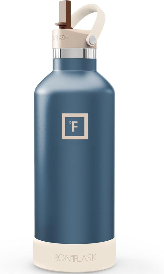 IRON °FLASK 32 oz Narrow Mouth Water Bottle with Straw | Insulated Stainless Steel Sports Water Bottle with Leakproof Straw Lid - BPA Free, Cold 24 Hrs, Sweat Free (Desert Oasis)