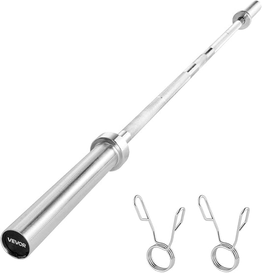 VEVOR 4FT/6FT Barbell Bar, Fits 2-Inch Weight Plates, Chrome Plated Barbell Bar with Knurled Grip for Strength Training, Weightlifting, Squat, Deadlift, Bench Press, Curl, Overhead Press, 500lbs Capacity