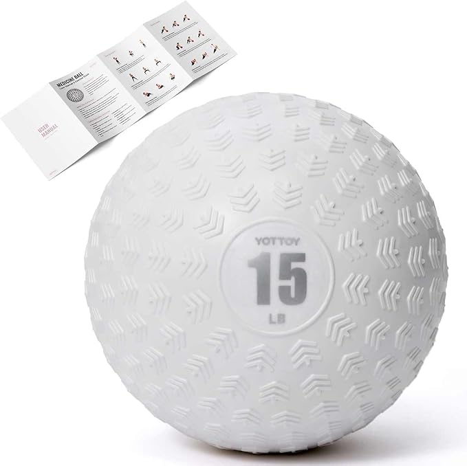 YOTTOY Slam Ball Medicine Ball, Sand-Filled No Bounce Weighted Ball with Textured Grip for Exercise, Strength Conditioning, Cardio, Core Workouts and Cross Training