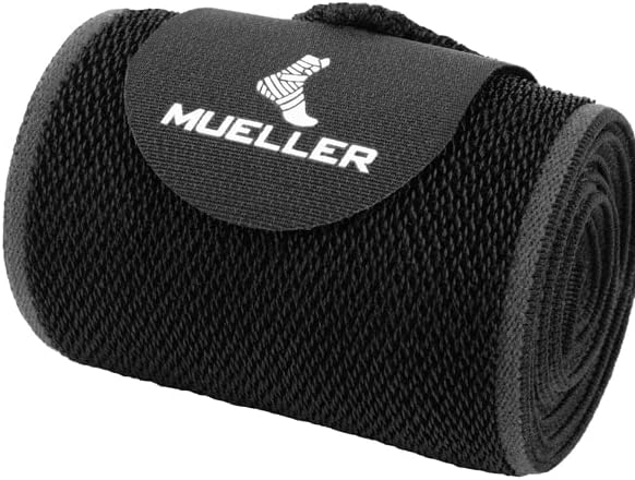 MUELLER Sports Medicine Easy Grip Adjustable Ankle Wrap, Ankle Pain Relief Support for Men and Women, Ideal for Sprains, Strains, Arthritis, Black, One Size
