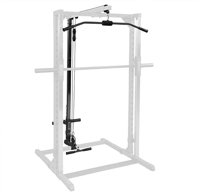 Body-Solid (BFLA250) Power Rack LAT Attachment - Transform Your Power Cage (BFSM250) into a Home Gym with High and Low Pulley System for LAT Pulldowns, Rows, Biceps Curls, Shrugs