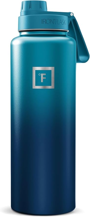 IRON °FLASK 40 oz Wide Mouth Water Bottle with Spout | Insulated Stainless Steel Sports Water Bottle with Leakproof Spout Lid - BPA Free, Cold 24 Hrs, Sweat Free (Dark Night)