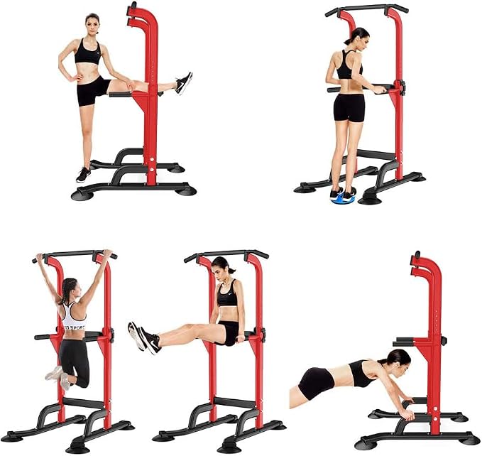 SogesHome Multi-Function Power Tower Pull Up Bar Dip Station for Home Gym | Height Adjustable PullUp Dip Stand, Full Body Strength Training Equipment, Fitness Workout for Push Ups Dips, 330LB Capacity