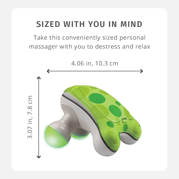 Homedics Ribbit Mini Handheld Massager,Vibrating Electric Massager with Comfort Grip and LED Light,Batteries Included,Comes in Variable Colors,Green,Blue or Pink (Color May Vary),(Pack of 9)