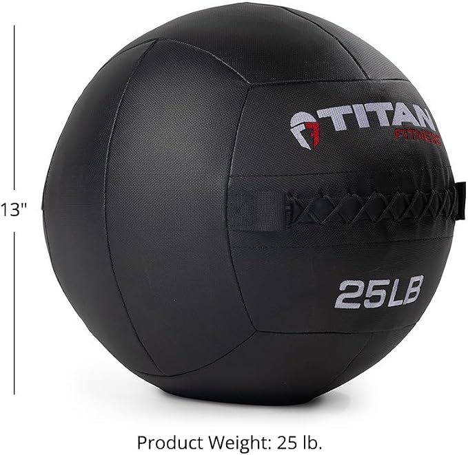 Titan Fitness 25 LB Composite Wall Ball, Soft Shell Poly-Composite Laminate Cross Texture Non-Slip Grip, Tight Stitching, Medicine Ball for Core, Full-Body, Functional Workouts, Exercise Ball