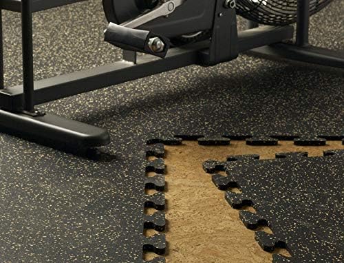 American Floor Mats Fit-Lock 3/8 Inch Heavy Duty Rubber Flooring - Interlocking Rubber Tiles (24" x 24" tile) 10% Blue 10' x 20' Set (50 Tiles Total) - Exercise Mats, Home Gym Sets