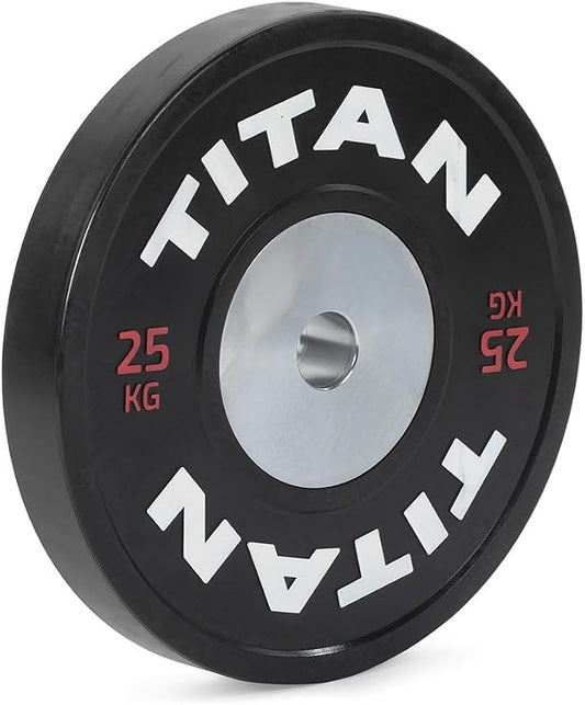 Titan Fitness Elite Olympic Bumper Plates, Competition Weight Plates, Rubber Rubber with Steel Insert