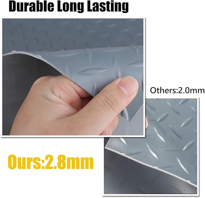 Garage Floor Mat, PVC Flooring Roll Thickened Garage Mats, Heavy Duty Parking Mat Waterproof Nonslip Floor Protector for Car, Trailer, SUV, Basement, Gym (Grey) (2 Feet x 41 Feet)