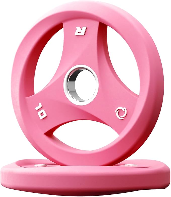 RitFit AURASPIN Olympic Grip Plates, Easy-Grip Curved Design for Home Gym | PU Coated with Curved Grip, Tri-Hole Design for Balanced Lifting, Olympic 2-Inch Bore for Home Gym
