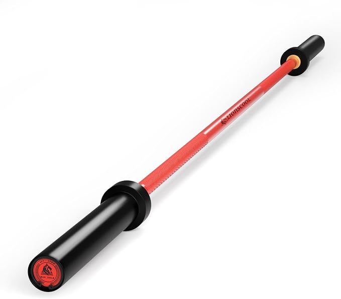 LIONSCOOL 4ft/4.9ft/6ft 2-Inch Olympic Barbell for Strength Training | Weightlifting, Squat, Curl, Deadlift, Press, Hip Thrust Straight Weight Bar, 350/500lbs Capacity, Chrome, Black, Silver, Red