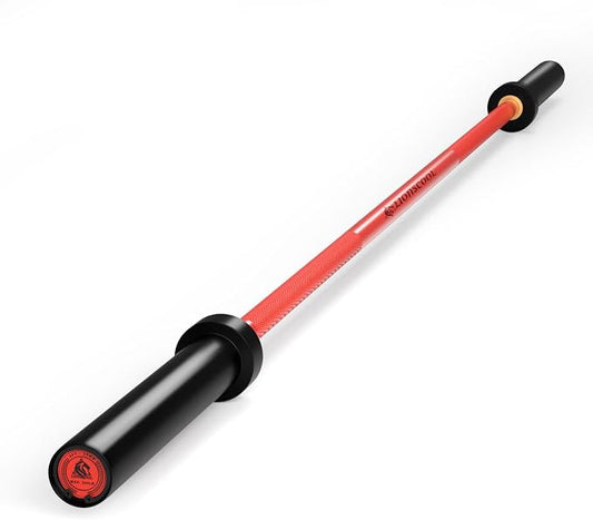 LIONSCOOL 4ft/4.9ft/6ft 2-Inch Olympic Barbell for Strength Training | Weightlifting, Squat, Curl, Deadlift, Press, Hip Thrust Straight Weight Bar, 350/500lbs Capacity, Chrome, Black, Silver, Red