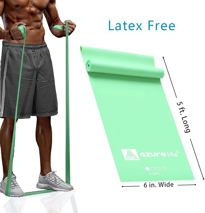 A AZURELIFE Professional Individual Exercise Resistance Bands, Single 5, 6,7 Ft or 8 Yards Elastic Bands, Non-Latex Stretch Bands for PT, Yoga, Pilates, Rehab, at-Home or The Gym Workouts
