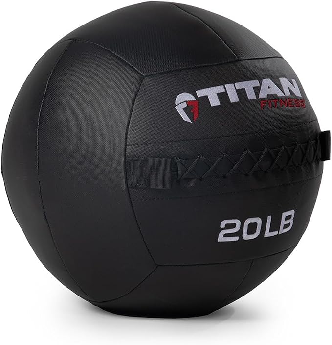 Titan Fitness 20 LB Composite Wall Ball, Soft Shell Poly-Composite Laminate Cross Texture Non-Slip Grip, Tight Stitching, Medicine Ball for Core, Full-Body, Functional Workouts, Exercise Ball